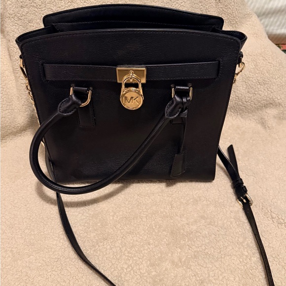 Michael Kors Hamilton Leather Satchel Hand Shoulder Bag Tote with Gold Accents - Picture 2 of 6